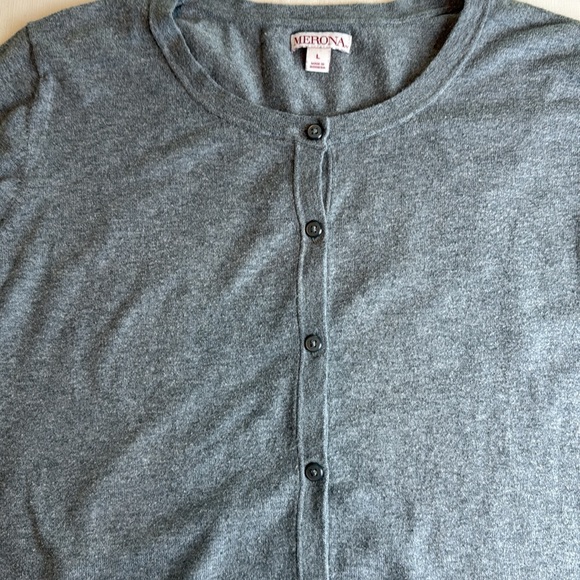Medina Women's Grey Crewneck Button-Up Cardigan Sweater Size L - Picture 2 of 11